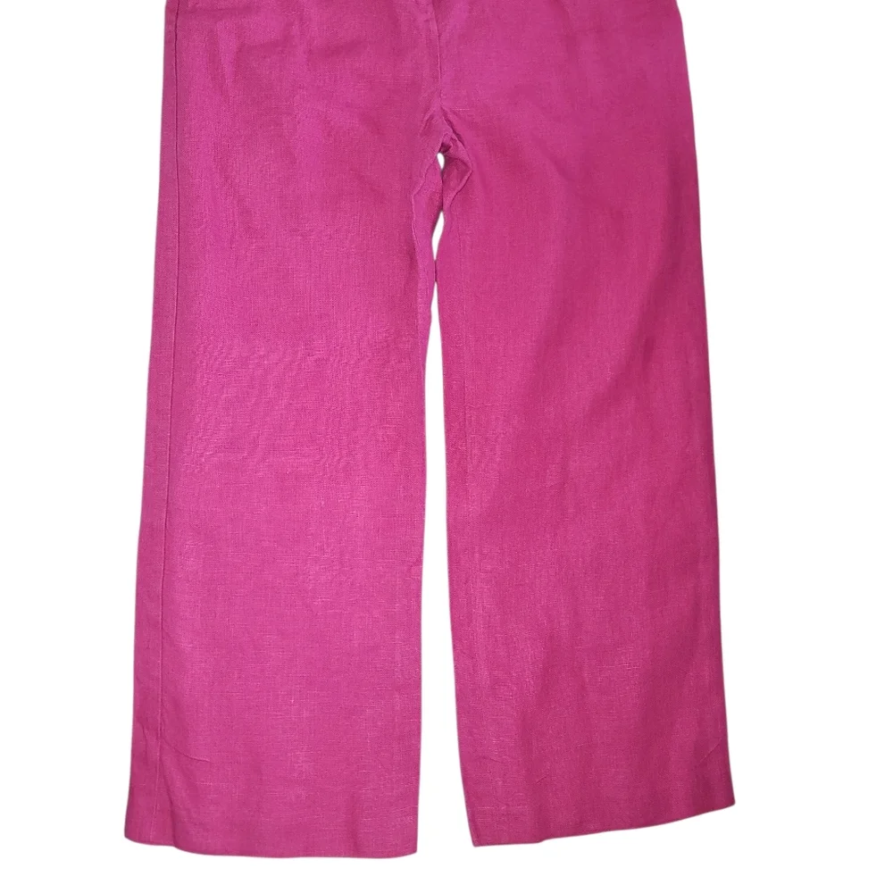 Sézane Bright Pink Linen Wide Leg Trousers Pants - Women's Size 6